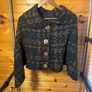 Women's Black, Navy and Brown Tweed Cape